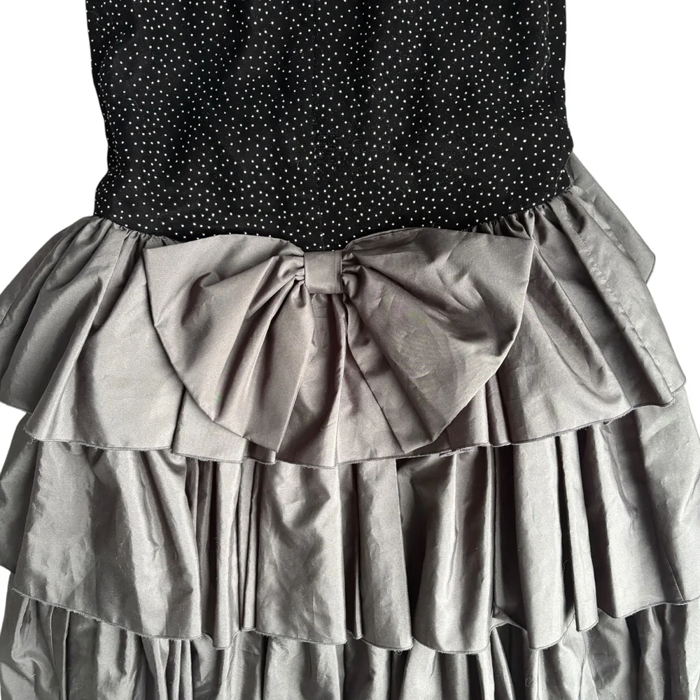 Vintage John Charles Velvet Polka Dot Mermaid Evening Gown Dress Cyprus SMALL - Picture 6 of 9